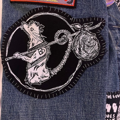 Traveler Rat Patch Folk Punk Hitchhiking Rat Original Design Printed on ...
