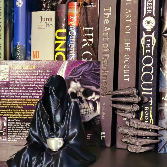 Sitting Ghost Figurine With Tea Cup 3D Print Book Self Decor