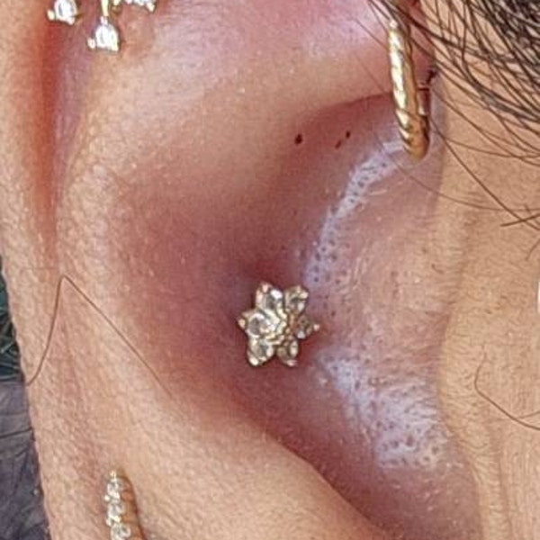 C.Z Paved Triangle Tragus Cartilage Earring Stud main image 1