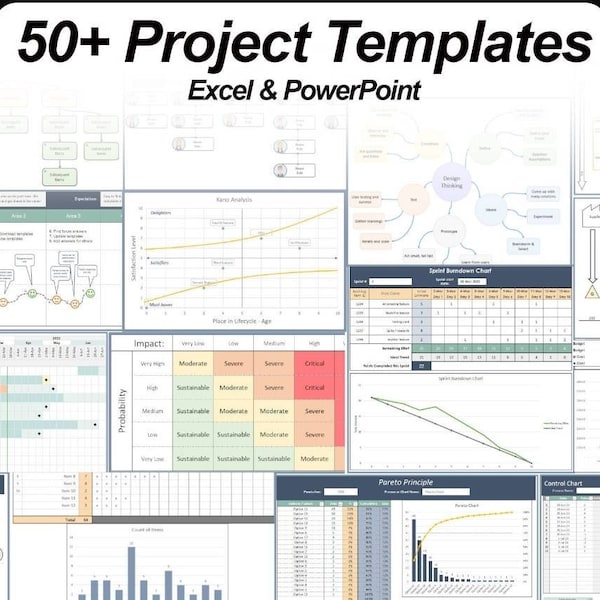 50+ Project Management Templates in Excel and Powerpoint - Etsy