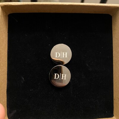 personalised cufflinks and tie clip set