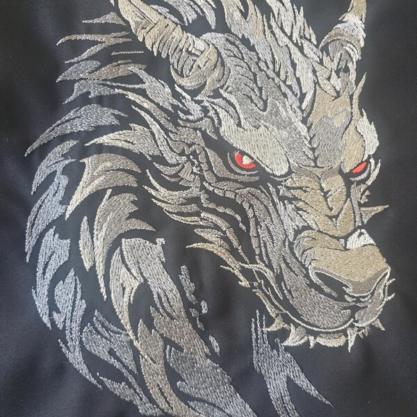 Mystic Dragon Head Embroidery Design - Power Emblem for Dark Fabric ...