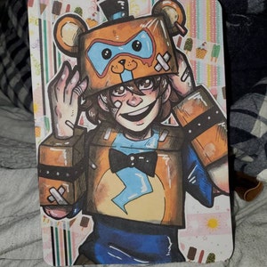 FNAF Gregory as Glamrock Freddy 5x7in Art Print -  Israel