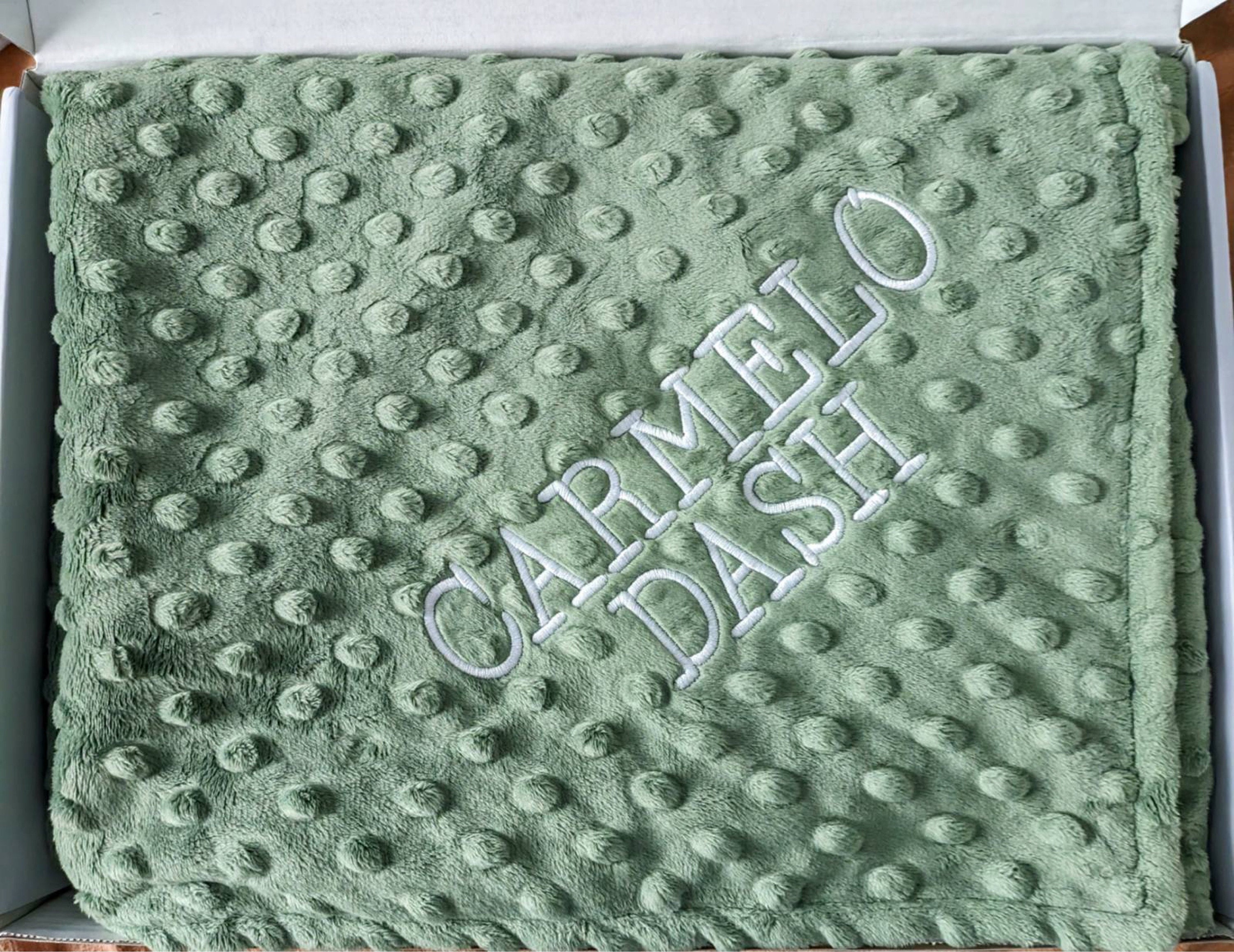 Personalized Blanket for Baby Boy, Green Minky Blanket with Name, Name Baby Shower Gift, Embroidered Minky Blanket for Newborn