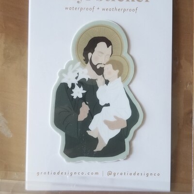 St. Joseph Sticker, Saint Joseph Decal, Saint Sticker, Catholic Sticker ...