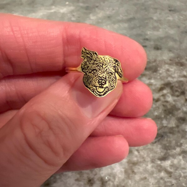Custom Pet Portrait Ring • Your Pet Ring • Personalized Pet Ring • Cat ...