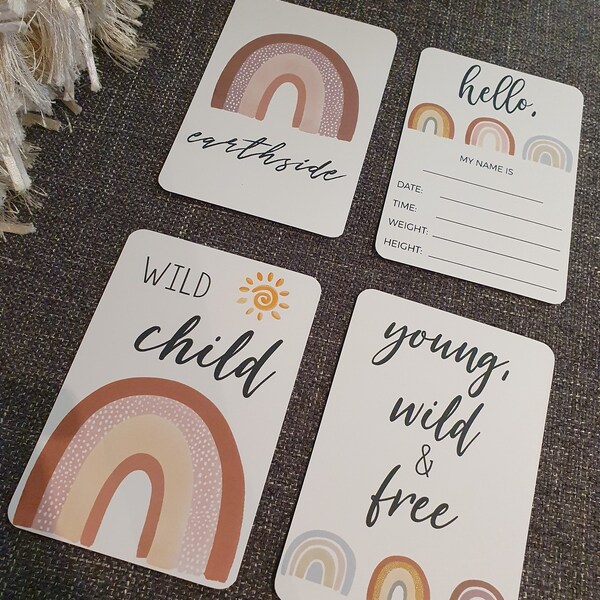 Boho Rainbow Baby Milestone Cards / Baby Photo Props / New Baby ...