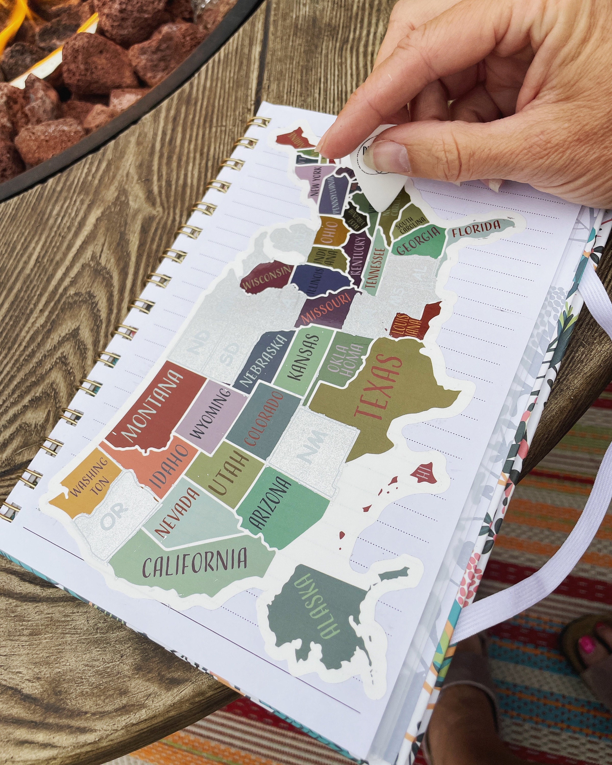 Scratch Off Sticker Map; USA Sticker; Scratch Off 50 States; Places traveled; Decal Map; Planner Sticker