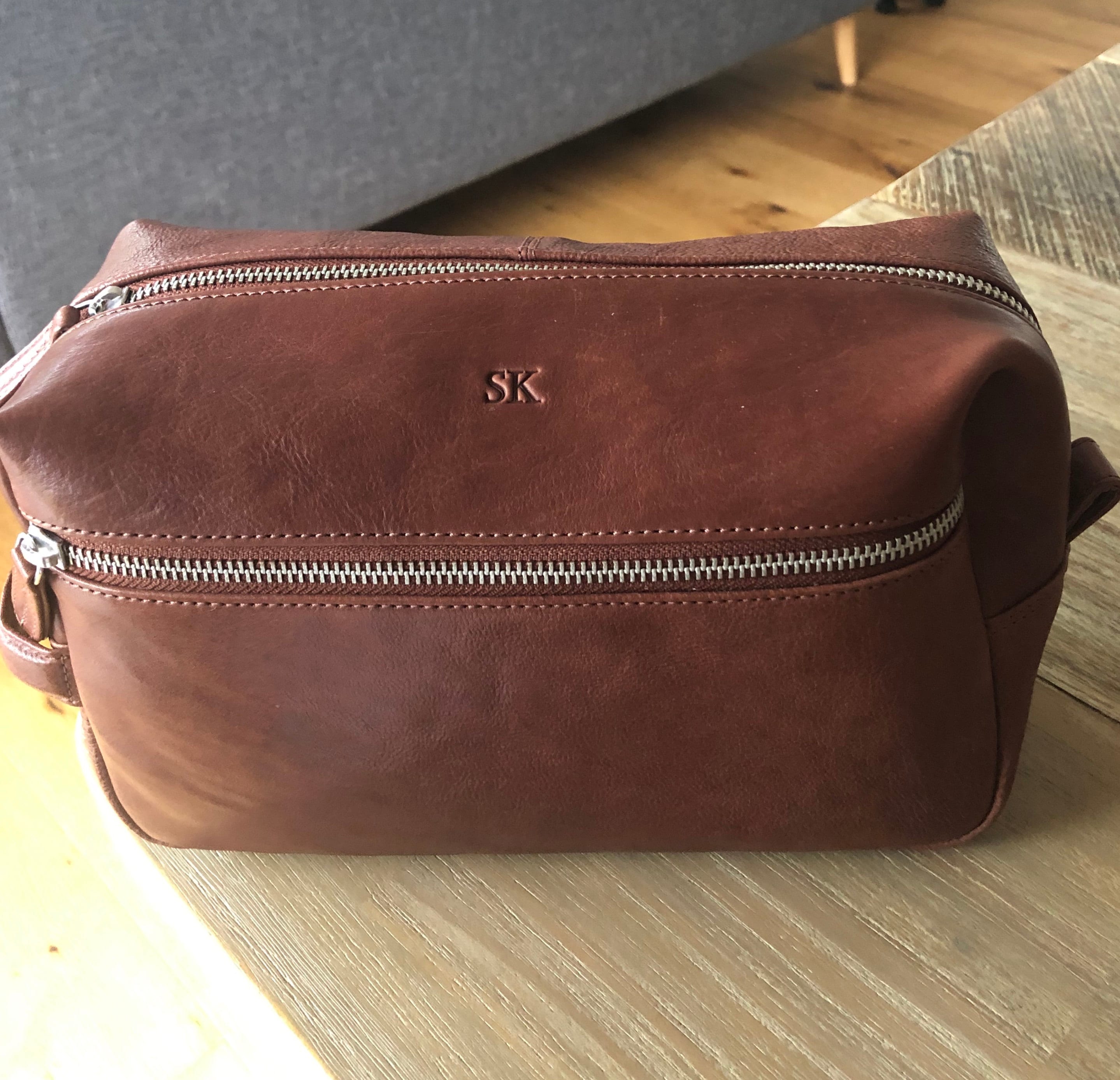 Personalized leather toiletry bag - Dopp kit - Christmas - Anniversary gift for him - For husband - Leather travel bag - For dad - boyfriend