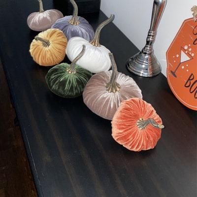 Small Velvet Pumpkins Set of 4 Fall Wedding Centerpiece - Etsy