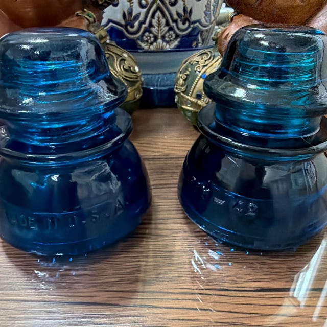 Cobalt Blue Hemingray 42 Insulators | Vintage Telegraph Glass, Set