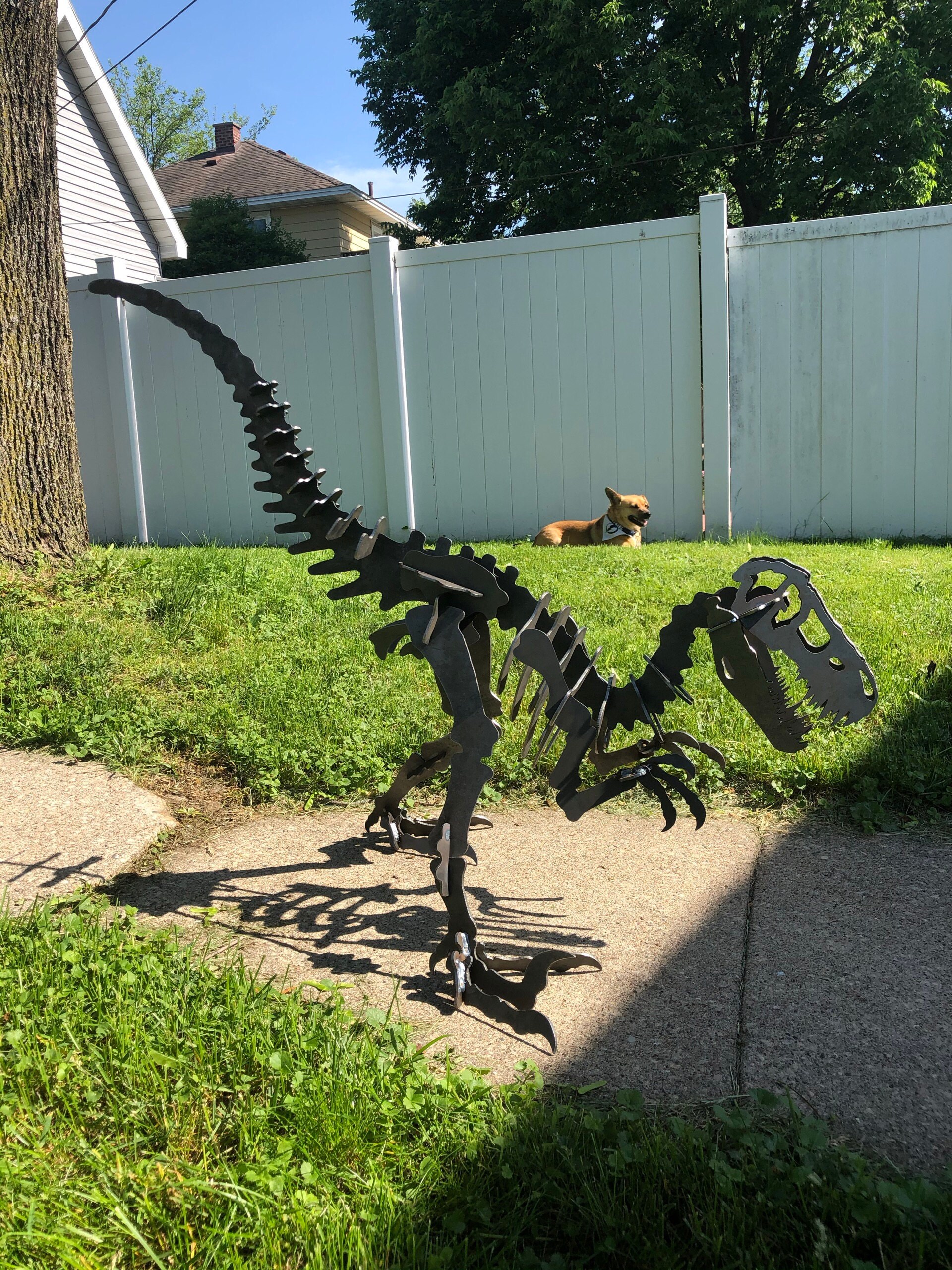 Metal Velociraptor Outdoor Yard Art, Dinosaur Decor ...