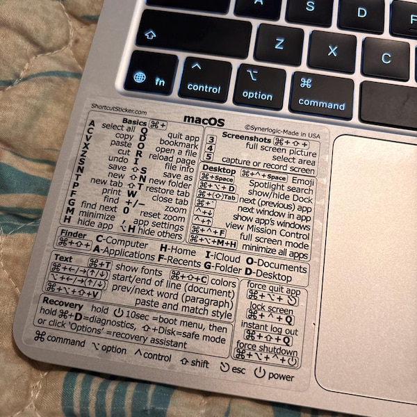 New 2025 Edition Macos Keyboard Shortcuts Laminated Vinyl Sticker for ...