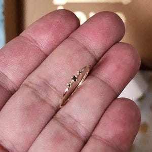 14K Gold Three Stone Black Diamond, Minimal Jewelry, Engagement