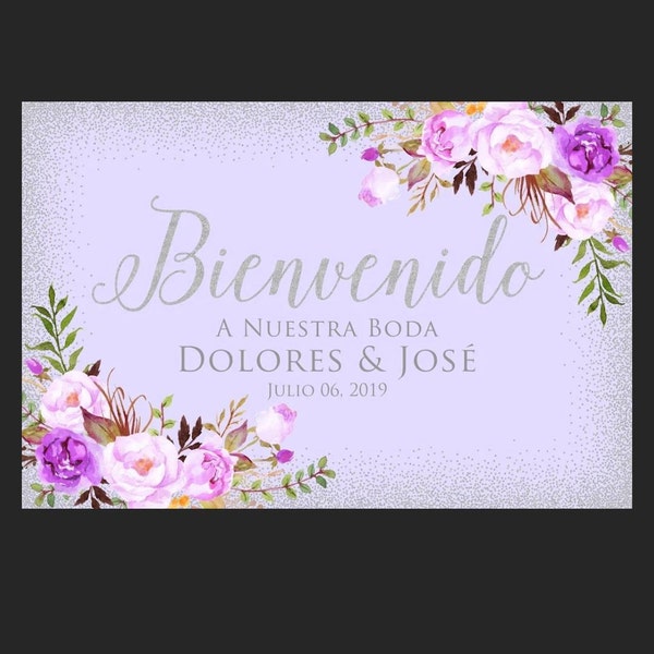 Welcome Wedding Sign, Lavender Welcome to Our Wedding Sign, Horizontal ...