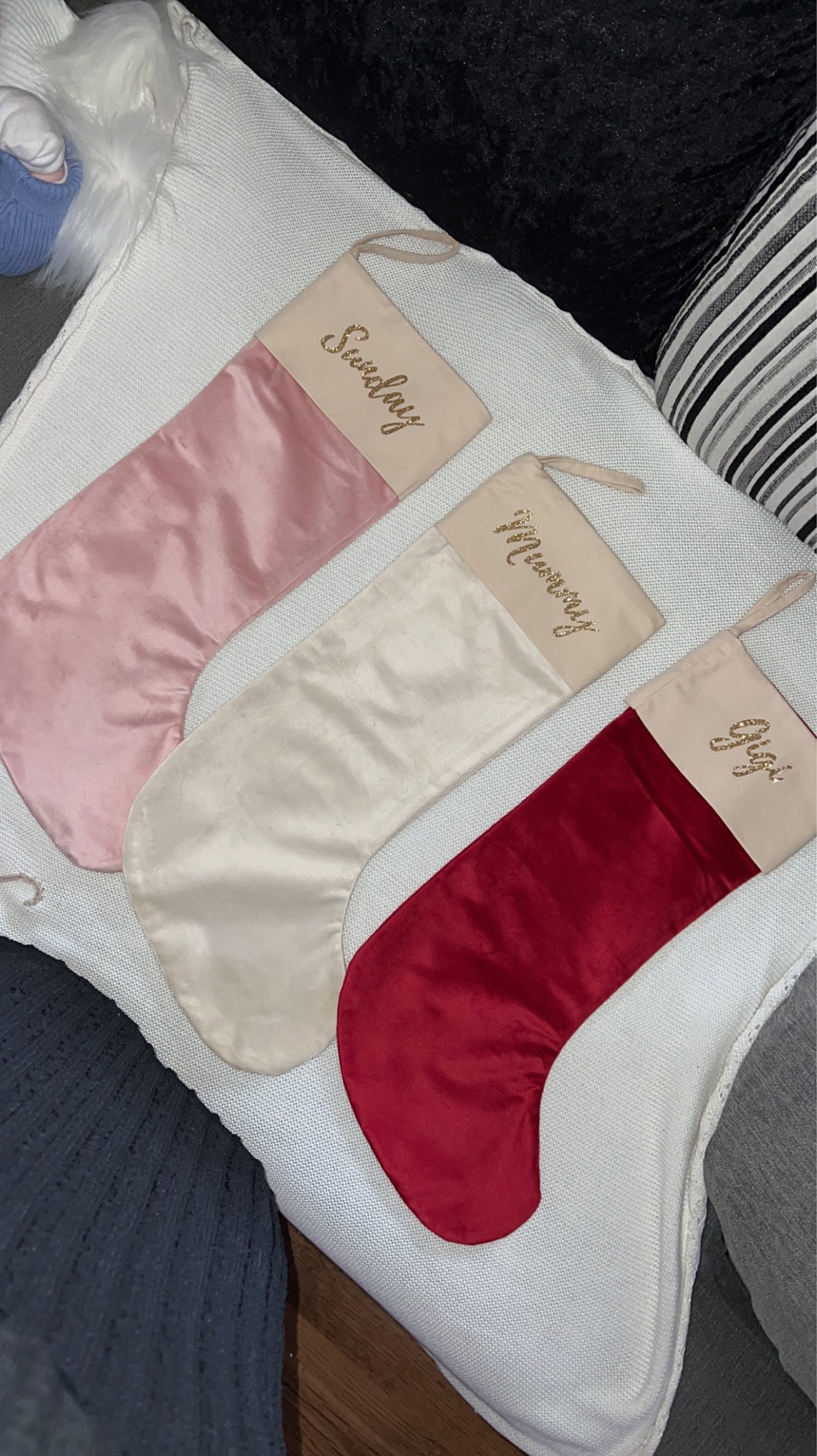 Personalised Velvet Christmas Stocking - Custom Name Holiday Decor - Perfect Xmas Gift - 1 Stocking - Personalized Christmas Decoration