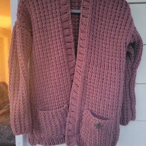 My Big Comfy Ribbed Cardi Knitting Pattern, Easy Knit Sweater Pattern ...