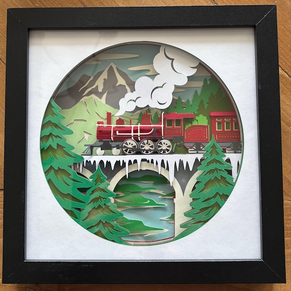 Christmas Train Shadow Box SVG, Svg for Cricut Projects, 3D Layered SVG ...