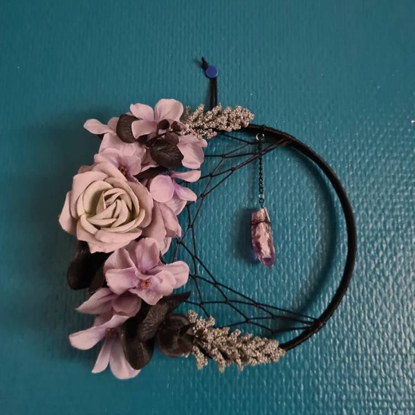 Amethyst Crystal Dream Catcher Moon Wall Hanging - Etsy