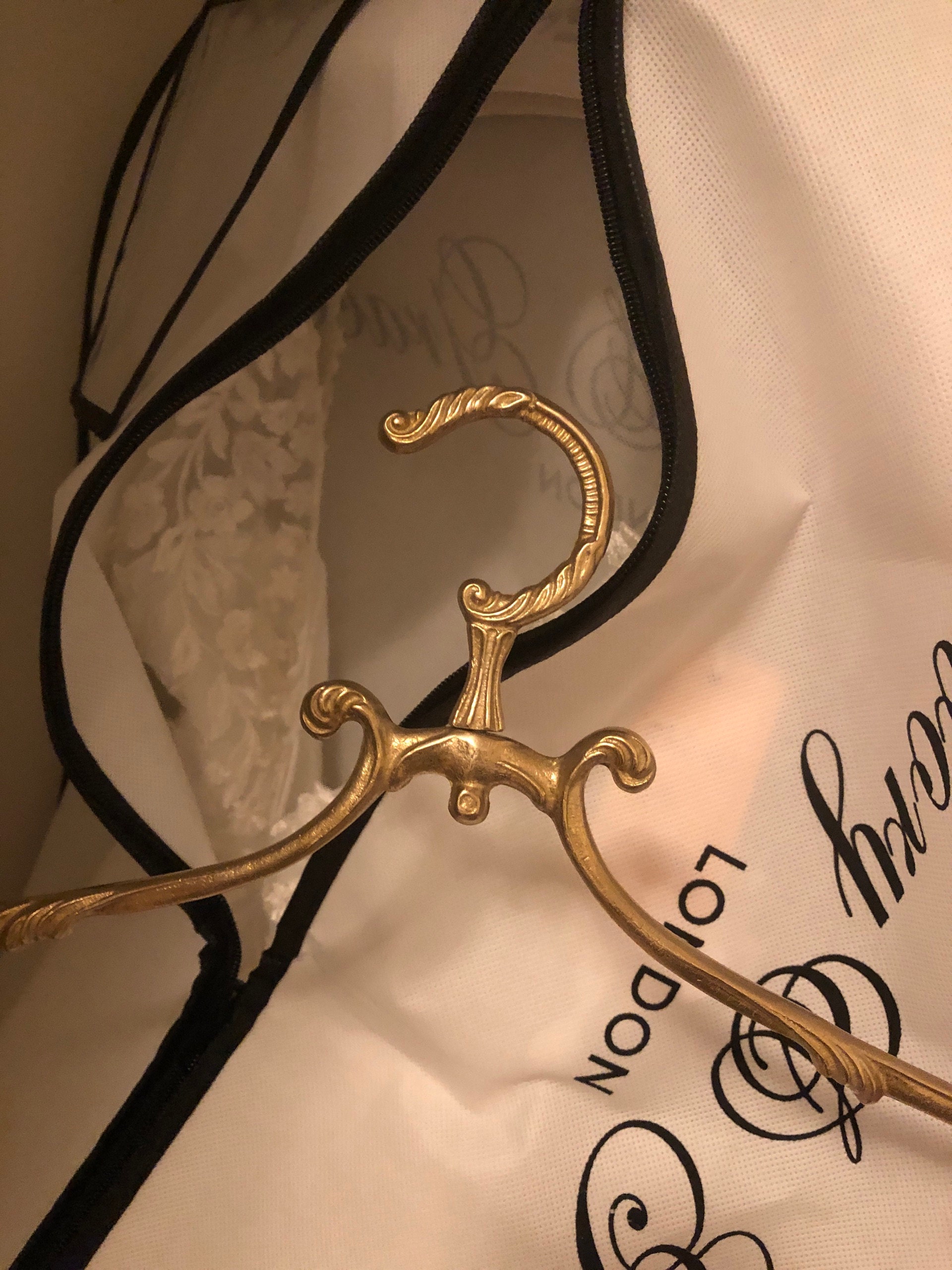 vintage brass wedding dress hanger-antique bridal hangers-old brass hangers-vintage brass coat hanger-brass clothes hangers-wardrobe