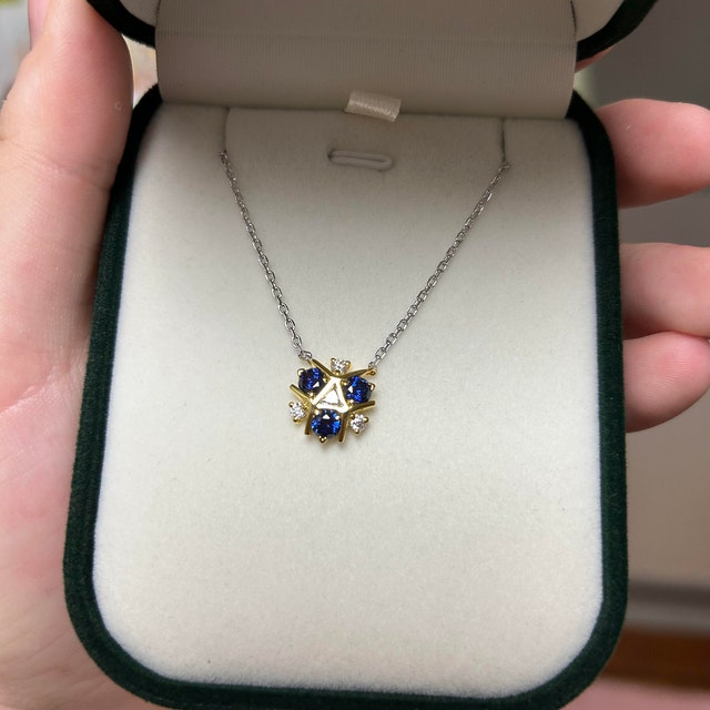 Triforce Zora's Pendant Sapphire Spiritual Stone Diamond