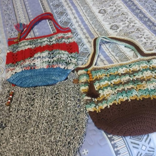 A customer's finished Willow Mesh Market Bag Crochet Pattern + Video Tutorial