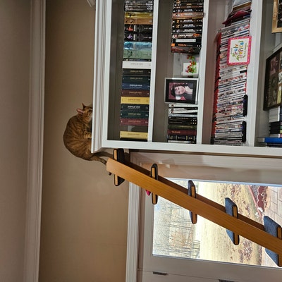 View of Cat Ladder 3 Step Cherry Hardwood Handcrafted High-quality Ladder for ...