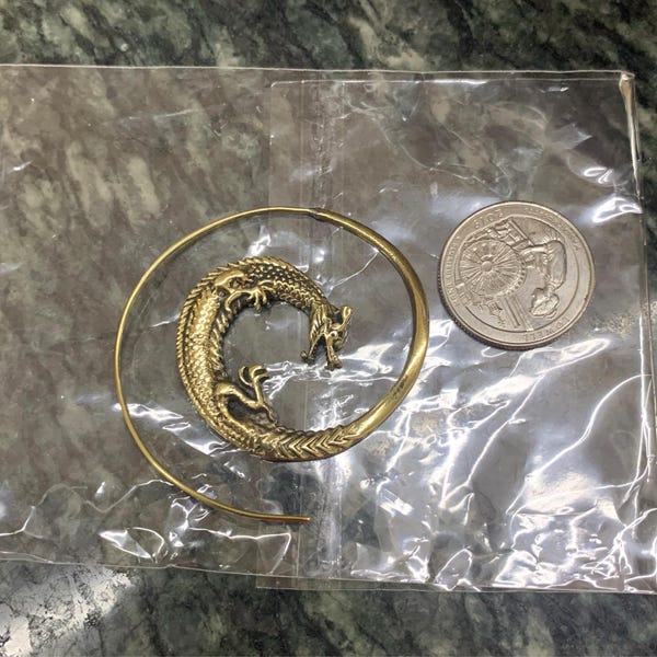 Rockyu Surgical Stainless Steel Hoop Earrings For Men Small Dragon