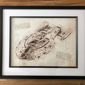 Da Vinci Style Sketch Printable Wall Art **Instant Download** USS Starship Enterprise