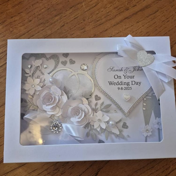 Luxury Handmade PERSONALISED Card WEDDING Day Anniversary Engagement ...