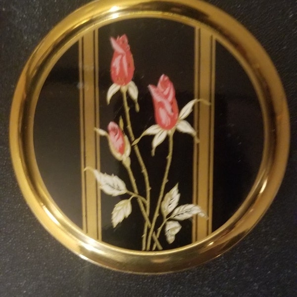 Vintage 1960s Stratton Tiger Lily Flower Enamel Convertible Powder ...