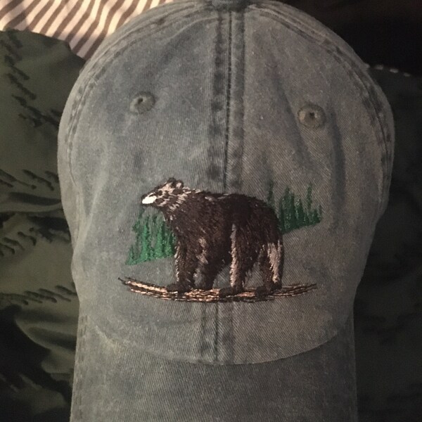 Black Bear Hat - One Embroidered Men Women Wildlife Baseball Cap ...