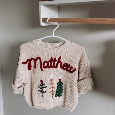 Hand Embroidered Baby Name Oversized Christmas Sweater for Baby Boys ...