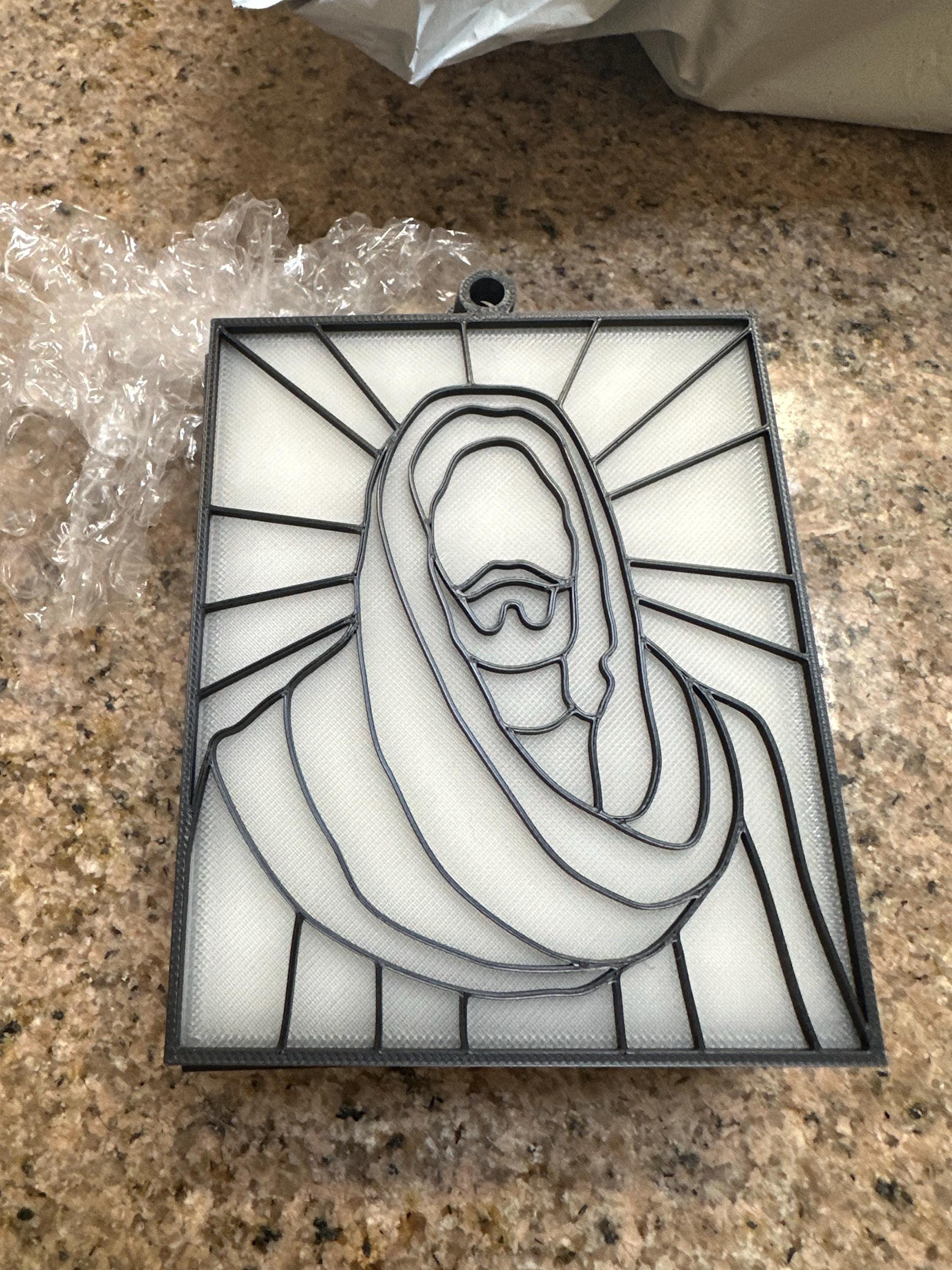 Jesus Stained Glass frame WITH Thin Translucent backing (3D printed)