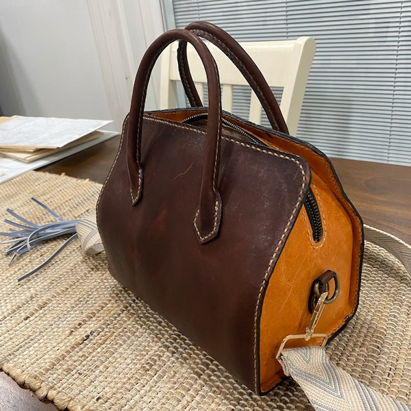 Leather Boston Bag Pattern SMALL With Video Instruction Included/build ...