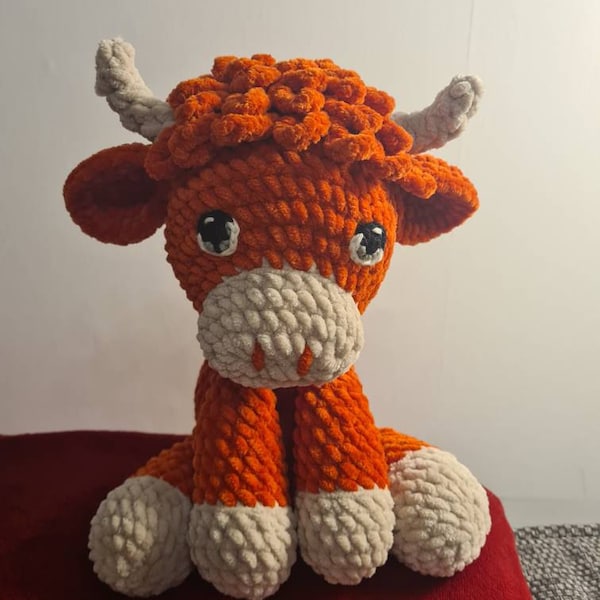 Sitting Cow Pattern Crochet Sitting Highland Cow Amigurumi Pattern Farm Animal Crochet ...