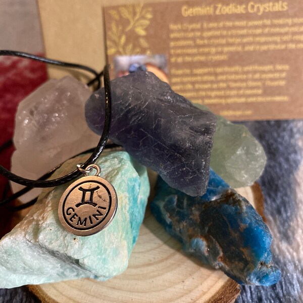 Gemini Zodiac Crystal Set Zodiac Decor Raw Crystals Healing Stones ...