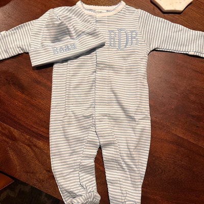 Baby Boy Coming Home Outfit, Monogrammed Footie, Personalized Baby Gift ...