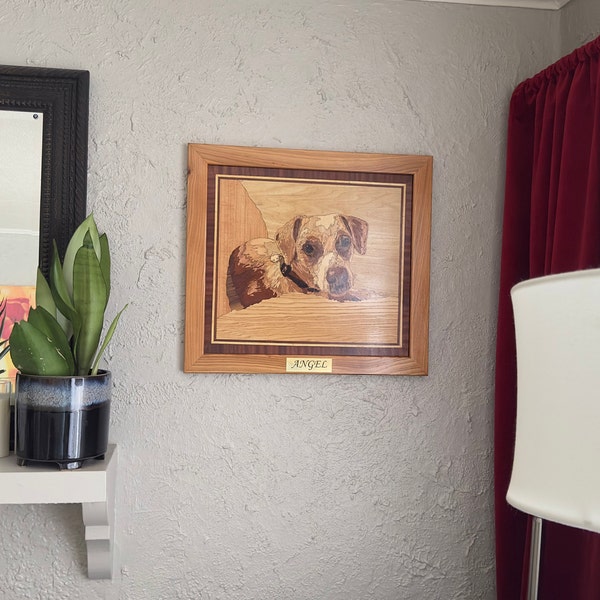 Wood Mosaic 30x20 Inlay FRAMED Geometric Art 1 Home Decor Suprematism ...