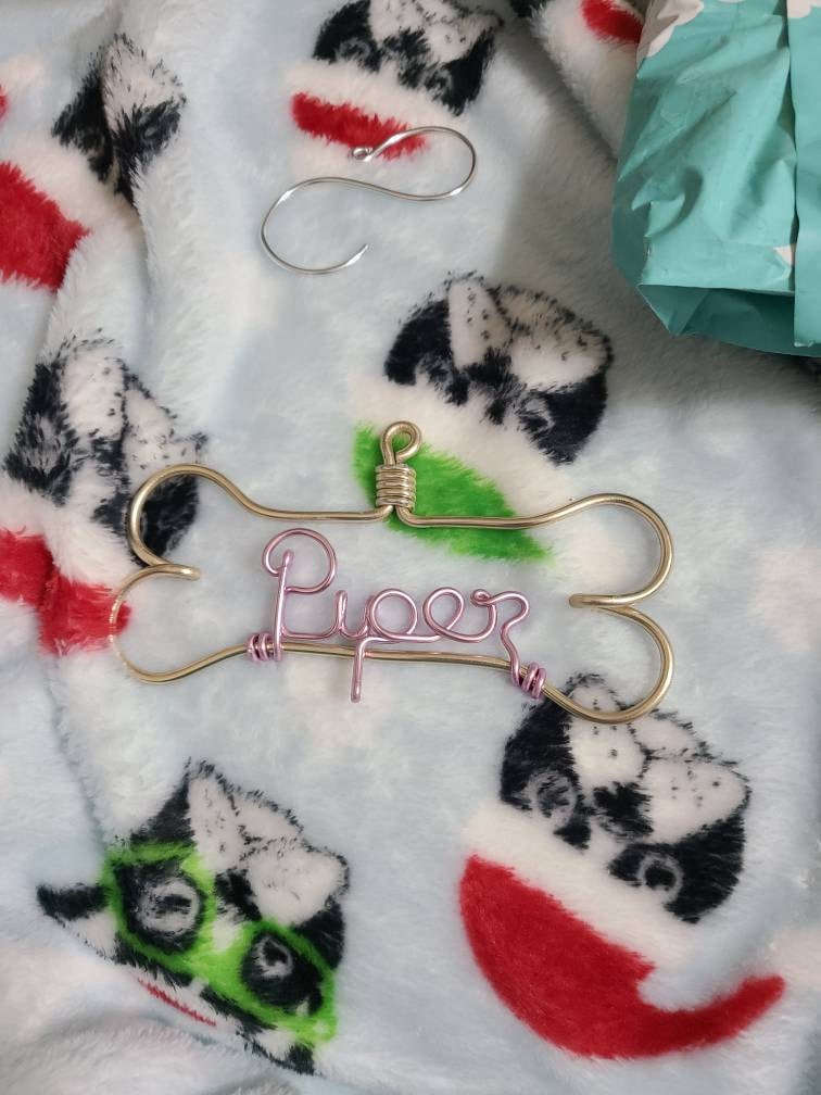Personalized Pet Ornament - Handcrafted Wire Dog Bone with Pet&#39;s Name - Dog Christmas Gift, Unique Dog Ornament, Hand Shaped Wire Decor