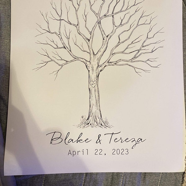Fingerprint Tree - Simple Oak Finger Print Tree, the Wedding Guest Book ...