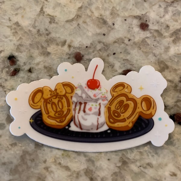 Mickey Waffle Sticker Mickey & Minnie Waffle Sundae Transparent Sticker/ Pixie Dust Food ...