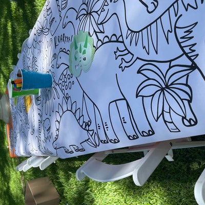 GIANT Dinosaur Coloring Poster or Table Cover Paper Coloring Tablecloth ...