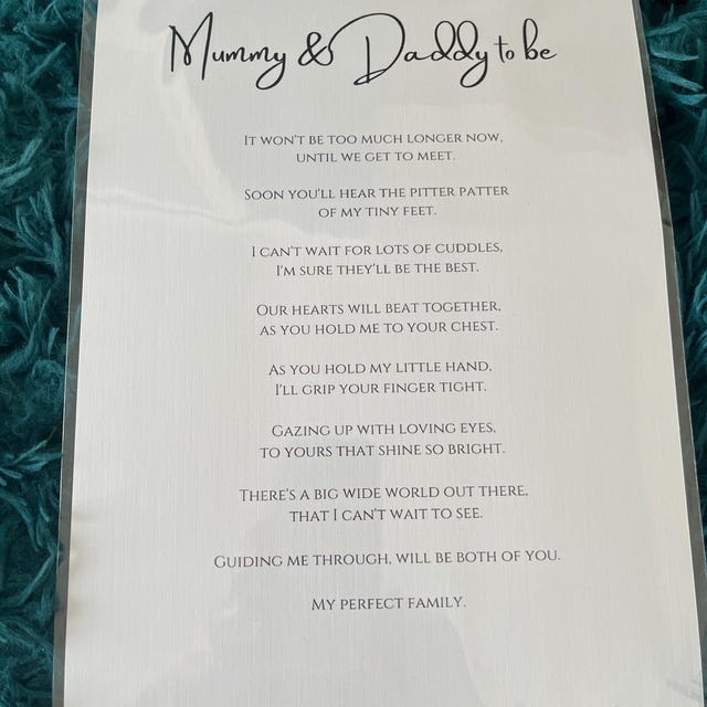Biglietto A5 Di Auguri Per Gravidanza – Poesia Per Mamma E Papà, Con Busta In Carta Kraft, Baby Shower
