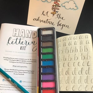 Beginner DIY Kit Set Hand Lettering Kit, Watercolor Painting Kit,  Calligraphy Kit Premium Art Kit for Adults, Self Care Craft 