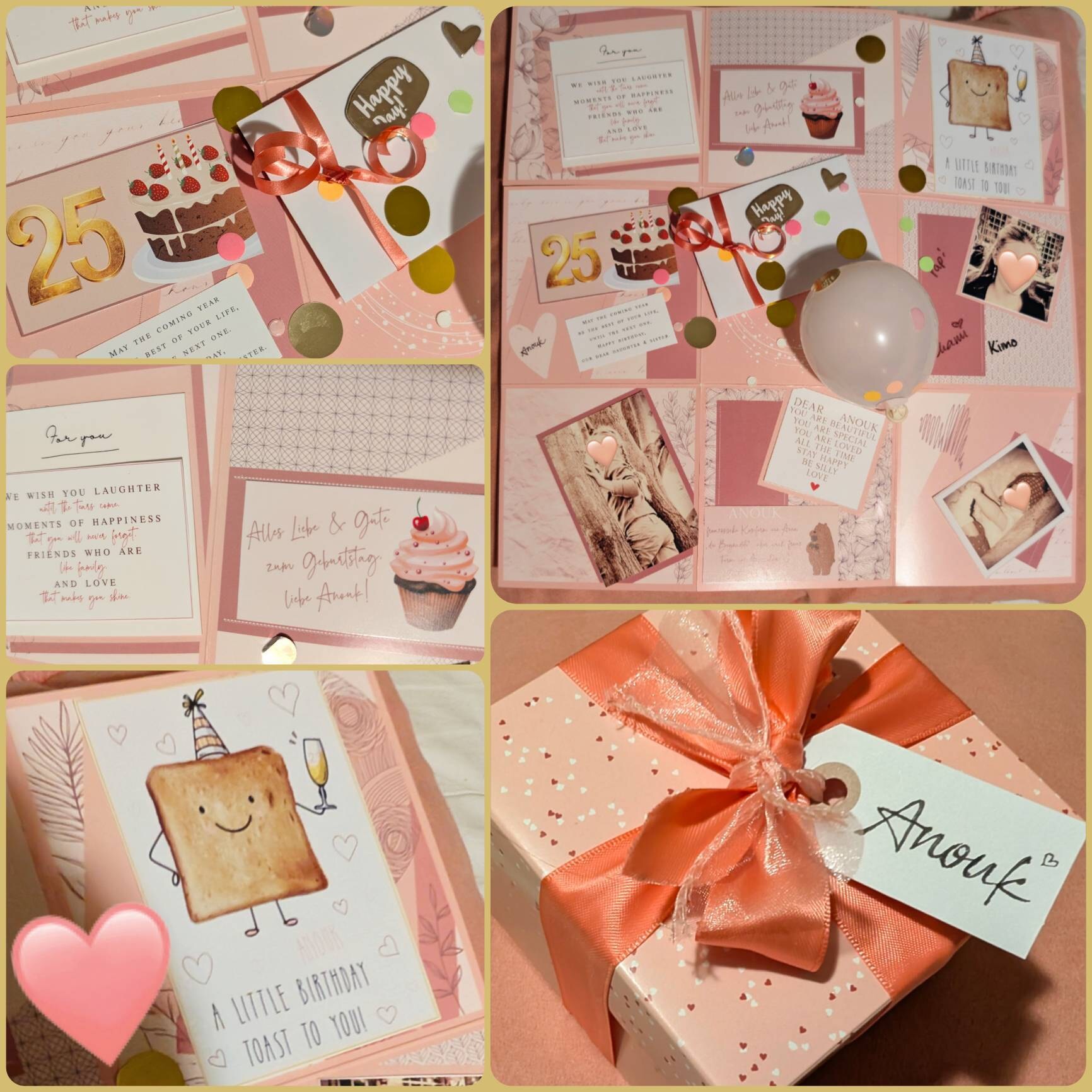 Birthday gift, explosion box pink, gift for girlfriend, wedding gift, personalized gift girlfriend