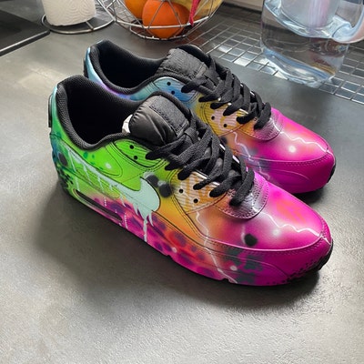 custom nike air max 90 blue galaxy sneaker airbrush graffiti