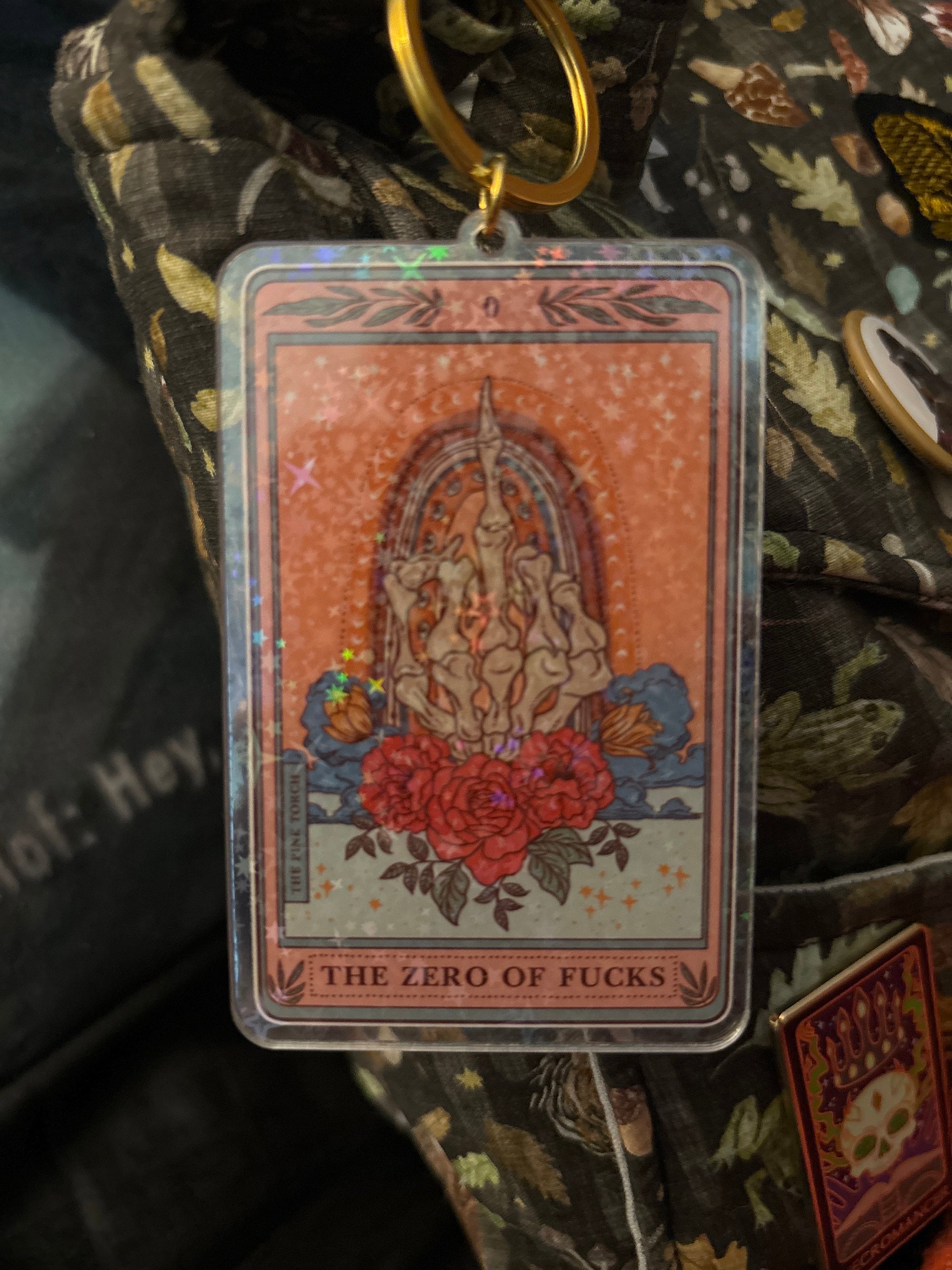 The Zero of Fs Tarot Card Holographic Keychain, Funny Skeleton Tarot Card keychain, Tarot Card Gift, Acrylic Tarot Keychain, Tarot Keychain