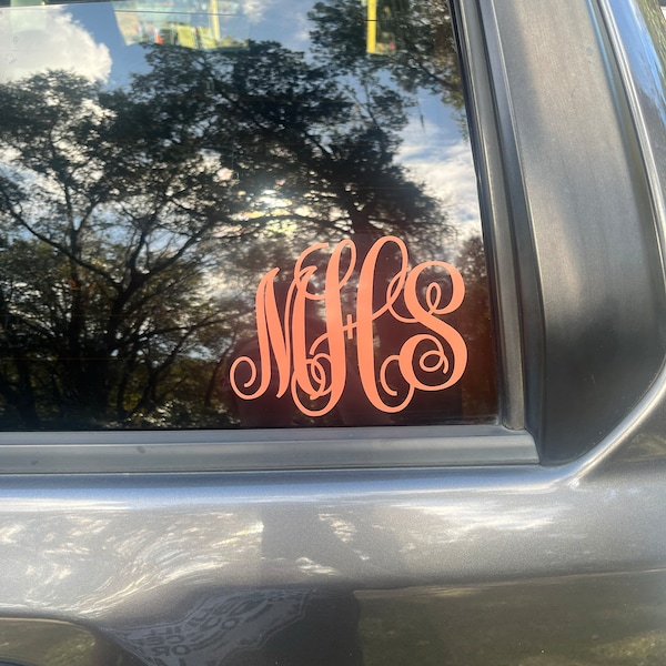 Monogram Car Decal / Car Decal / Script Monogram / Vinyl Monogram ...
