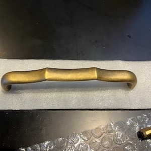 Wavy Aged Brass Cabinet Handles, Bamboo Antique Dresser Pulls, Curved Cabinet Pulls, Old Brass Drawer Handles, Forge Brass Cabinet Pulls